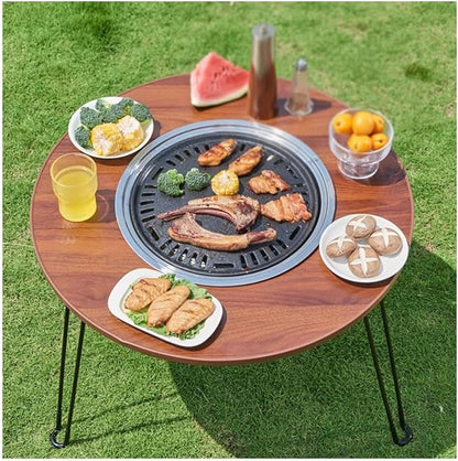 Mesa Redonda con Parrilla Plegable Moderna para Exterior