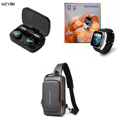 Bolso Antirrobo Pro + Audífonos Bluetooth 5.3 + Smart Watch T20 ultra 2